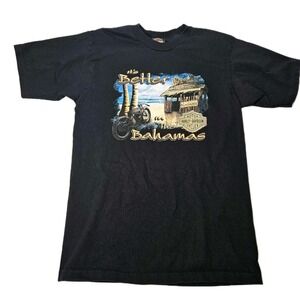 Vintage Harley Davidson Shirt Mens Black Large Bahamas Nassau USA Made Y2K